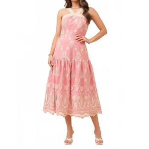 NEW JUST ME embroidered midi dress in pink